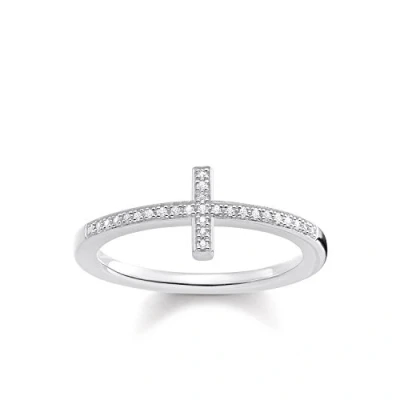 Abbildung von Thomas Sabo Damen Ring &quot;Kreuz&quot; 925 Silber Diamant (0.2 ct) weiß Gr. 54 (17.2) D_TR0028 725 14