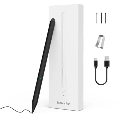 Abbildung von MoKo Stylus Pen für Surface, Schnellladung Surface Microsoft Pro 7/8/9/X/6/5/4/3 Doppelseitig Digitalstift Pro/Book/Laptop/Go/Studio, 4096 Druck Palm Rejection, Schwarz