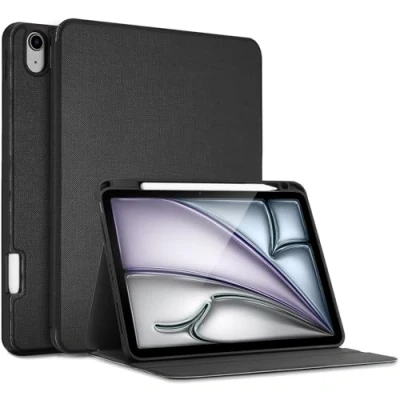 Abbildung von ProCase Buchdeckel Hülle für iPad Air 11 Zoll M2 2024/ 5 Gen 2022/ 4. Generation 2020 10.9 Zoll, Buch Case Cover mit Stiftehalter, Schutzhülle Auto Aufwachen/Schlaf Schwarz