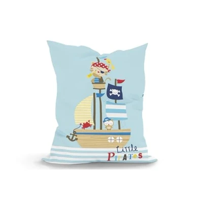Abbildung von Green Bean Kinder Sitzsack Little Pirate 100x135cm mit 270 Liter hochwertiger EPS Perlen Füllung und waschbarem Motiv Wechsel Bezug aus 100% Baumwoll Riesensitzsack Bag Sitzkissen
