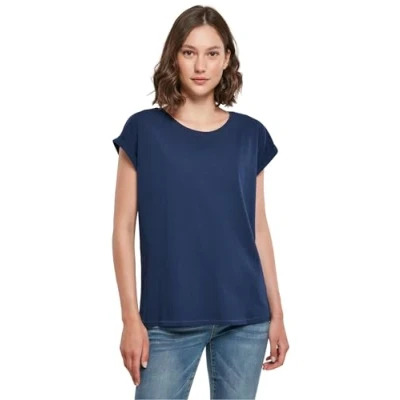 Abbildung von Build Your Brand Damen T Shirt Ladies Extended Shoulder Tee, lang geschnittenes für Frauen, Baumwolle, Lightnavy, XL