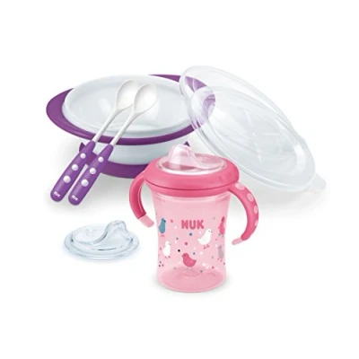 Abbildung von NUK Esslern Set Girl, Geschenkbox mit Cup, Esslernschale und Löffeln, ab 6 Monaten