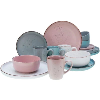 Abbildung von CreaTable Kombiservice &quot;Geschirr Set Modern Fashion&quot;, (Set, 16 tlg., Kaffeeservice und Tafelservice im Set, für 4 Personen), Service, unregelmäßige Sprenkel, Teile, Personen