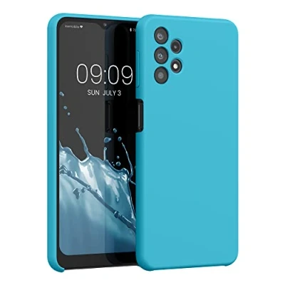 Abbildung von kwmobile Hülle kompatibel mit Samsung Galaxy A32 5G Silikon Handy Case Handyhülle weiche Oberfläche kabelloses Laden Meerblau