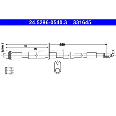 Abbildung von ATE 24.5296 0540.3 Bremsschläuche 540 M10x1 FORD: KUGA 2