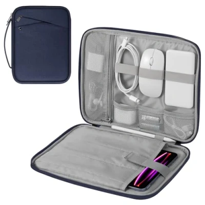 Abbildung von MoKo 12.9 Zoll Tablet Hülle, Tragetasche mit Griff, Gepolsterte Schutztasche für iPad Pro 2024/2022/2021/2020/2018, Air 2024, Galaxy Tab S9/S8 Plus 12.4&quot; 2023/2022, Indigo