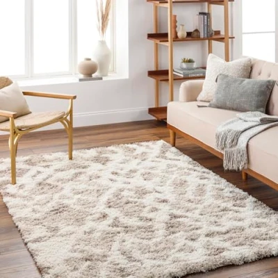 Abbildung von Surya Hochflor Teppich &quot;Modern 2323&quot;, rechteckig, Flauschig, Langflor, Weich, Boho Wohnzimmerteppich, Beige