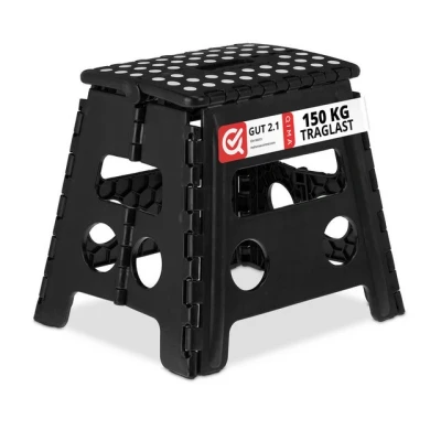 Abbildung von Relaxdays Klapphocker faltbar, Camping Hocker, Kinder Badhocker, bis 150 kg, Kunststoff, HxBxT: 30 x 37 29 cm, schwarz