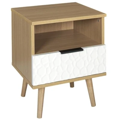 Abbildung von HOME DECO FACTORY HD7146 MESITA DE Noche C/CAJÓN Sven, Polyester, Holz/Weiß, 40x49x35 cm