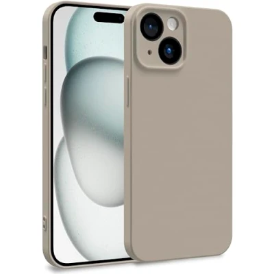 Abbildung von MyGadget Silikon Hülle kompatibel mit Apple iPhone 15 Zweilagige Handyhülle Kameraschutz Cover Innenfutter &amp; außen Dunkelgrau