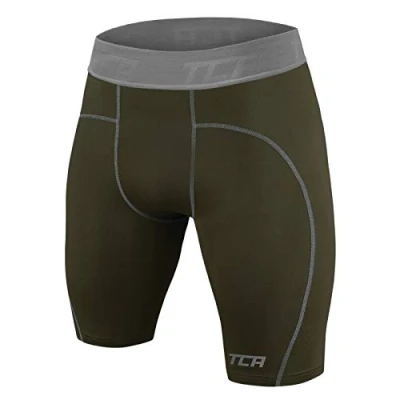 Abbildung von TCA Herren Pro Performance Kompressionsshorts, Schnelltrocknendes Baselayer Unterhose Tights Kurz Hose Laufunterwäsche Dunkelgrün, M