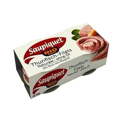Abbildung von Saupiquet Rio Mare Thunfisch Filets Naturale ohne Öl, im eigenen Saft, Reich an Proteinen, Perfekt geeignet für Salate, Wraps oder Pasta, 2x80