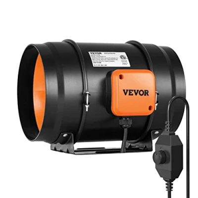 Abbildung von VEVOR Inline Rohrventilator, 304 mm, Rauchabzug, 200 CFM mit variablem Drehzahlregler, leiser Abluftventilator AC Motor für Kühlverstärker, Wachstumszelte, Hydrokultur
