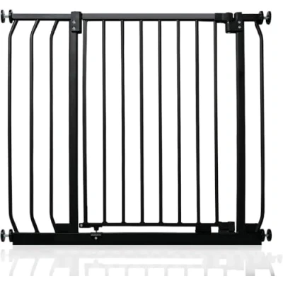 Abbildung von Safetots Elite Sicherheitsschutzgitter, 80cm 89cm, Mattschwarz, Treppenschutzgitter mit Druckmontage, Sicherheitsbarriere, Einfache Installation