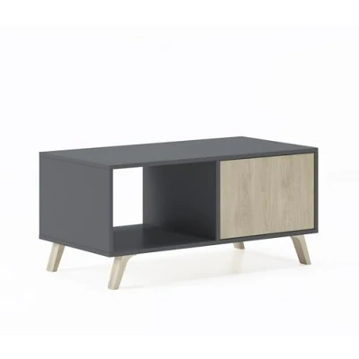 Abbildung von Skraut Home Couchtisch 45 x 92 50 cm niedriger Tisch ideal für Wohn oder Esszimmer Windmodell widerstandsfähiges Holz Hilfsmöbel Grau/Puccini Finish