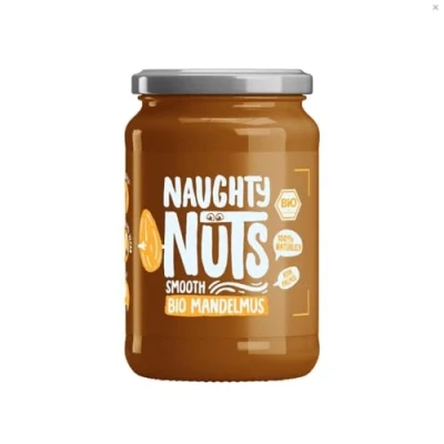 Abbildung von NAUGHTY NUTS Bio Mandelmus SMOOTH, 100% vegan, 500g ohne Palmöl &amp; Zuckerzusatz, natürliches Nussmus, ideal als Topping oder für Rezepte, aus Mandeln mit einer Prise Meersalz verfeinert
