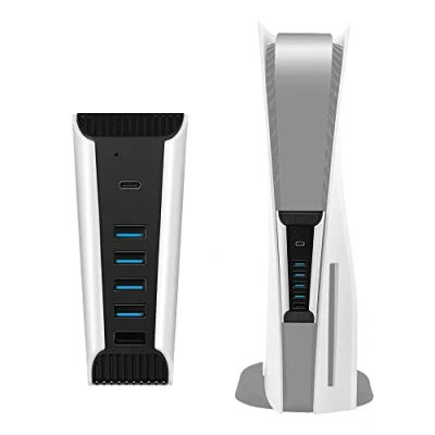 Abbildung von Mcbazel 5 Port USB2.0 Hub PS5 Konsole USB Erweiterung Multiport High Speed Expansion Datenübertragung Schnelles Laden C für Digital/UHD Edition, Nicht Slim
