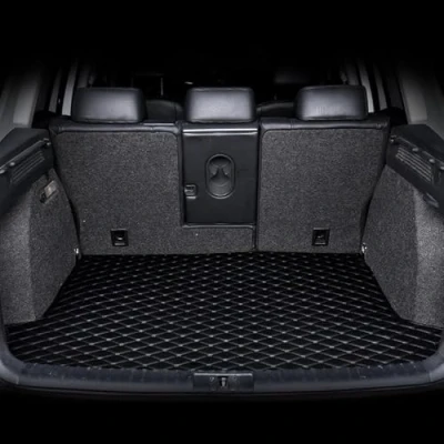 Abbildung von Auto Leder Kofferraummatte für BMW X5 XDrive 45e 2022 2021 G05, Kofferraum Schutzmatte Hund Kofferraumschutz Zubehör,Black