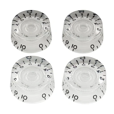 Abbildung von Musiclily Pro Imperial Zoll Größe Zylinder Form Potiknopfe Speed Knobs für USA Les Paul Style E Gitarre, Transparent(4er Set)