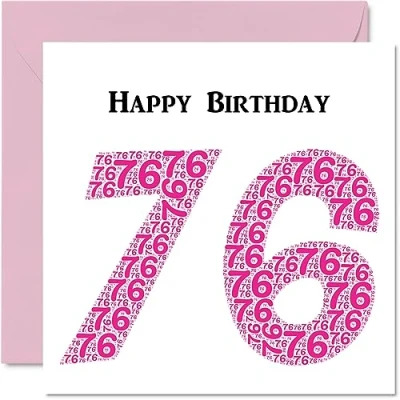 Abbildung von lustige Geburtstagskarte zum 76. Geburtstag für Frau Shapecloud Happy Birthday Karte Vater, Mutter, Großvater, Oma, Onkel, Tante, 145 mm x Grußkarten,