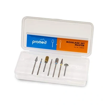 Abbildung von Promed Master Schleifkörper Set, 7 Saphir Hartmetall und Diamant Schleifkörper, Bitset, Nagelfräser Aufsätze, Zubehör