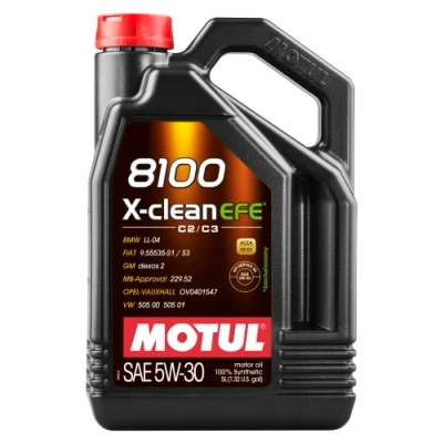 Abbildung von Motul 8100 X CLEAN EFE 5W 30 5l Motoröl 109471 TOYOTA: Auris Schrägheck, Avensis II Yaris III BMW: 5 Touring, 3 Limousine