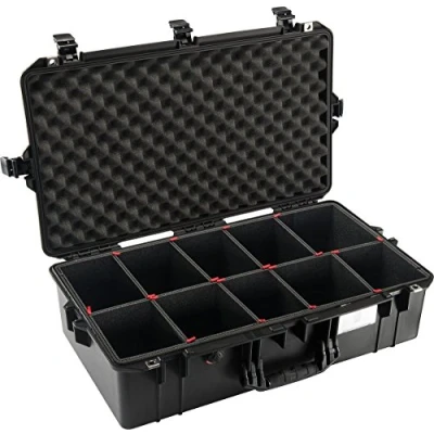 Abbildung von PELI 1605 Air Leichter Schutzkoffer für Kamera Equipment, Wasser und Staubdicht, 50L Volumen, Mit TrekPak Einteilungssystem (Anpassbar), Farbe: Schwarz