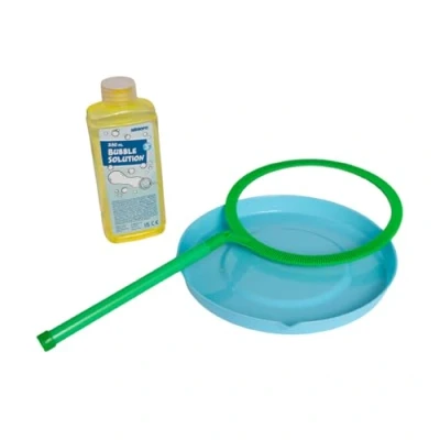 Abbildung von alldoro 60636 Bubble Fun Riesen Seifenblasenring ca. Ø 21cm mit 250ml Seifenlauge, XXL Ring Stab Set Teller &amp; Seifenblasenwasser für Jumbo Seifenblasen, Kinder ab 3 Jahren Erwachsene, grün