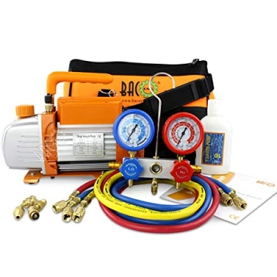 Abbildung von BACOENG Vakuumpumpe Klimaanlage Set für HVAC/AC Kältemittelaufladung, Befüllen Manifold Gauge Ideal R410A R407C R32 R134A