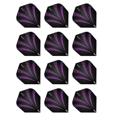Abbildung von RED DRAGON Hardcore Radical Schwarz und Lila Burst Extra Dicke Standard Dart Flights 4 Sätze pro Packung (12 insgesamt)
