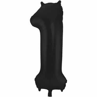 Abbildung von Folie Ballon Nummer 1 Matt Black Metallic 86 cm