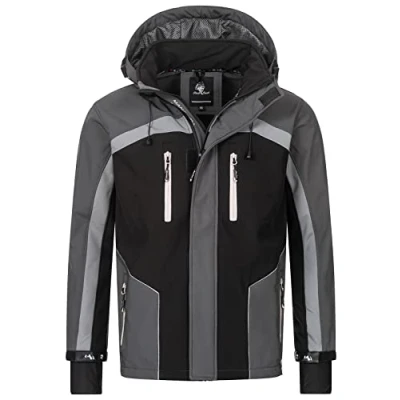 Abbildung von Rock Creek Herren Softshell Jacke Outdoor Windbreaker Übergangsjacke Anorak Kapuze Regenjacke Winterjacke Herrenjacke Jacket H 311 Dunkelgrau 4XL
