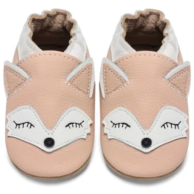 Abbildung von IceUnicorn Krabbelschuhe Baby Lauflernschuhe Jungen Weiche Leder Babyschuhe Kleinkind Lederschuhe mädchen Babyhausschuhe(Pink Fuchs,0 6)