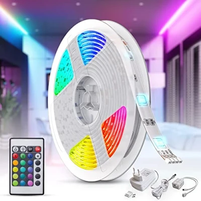 Abbildung von B.K.Licht LED Lichterkette Strip Licht Band Leiste 230V RGB Farbwechsel dimmbar, 150 flammig