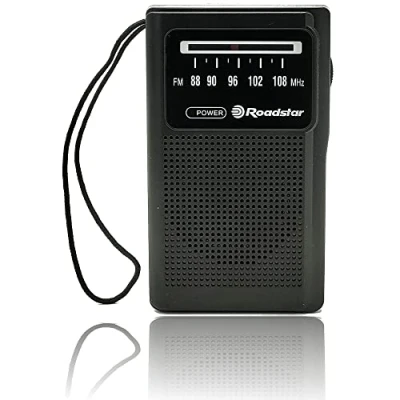 Abbildung von Roadstar TRA 1230BK Tragbares analoges UKW Radio, batteriebetrieben, Kopfhöreranschluss, Taschentransistor, klein und leicht für Zuhause, Küche, ausgezeichneter Empfang, Schwarz