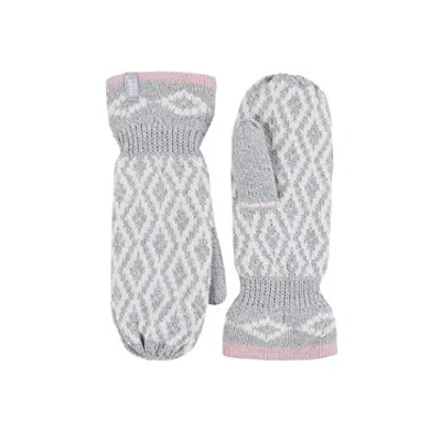 Abbildung von HEAT HOLDERS Damen winter bunt fleece gestrickt strick fäustlinge handschuhe mit innenfutter (One size, Light Grey)