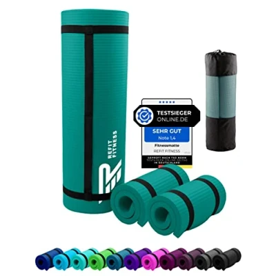 Abbildung von Fitnessmatte Sportmatte 190 x 60 1,5 cm Moosgrün Moss Green extra dick rutschfest Tragegurt Matte Fitness Gymnastik Sport Pilates Yoga Yogamatte Gymnastikmatte Turnmatte
