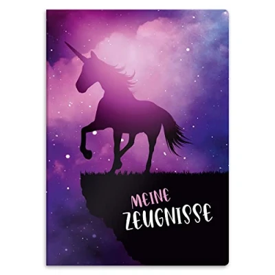 Abbildung von itenga Organisationsmappe Zeugnismappe A4 Kunststoff Sichtbuch Motiv Einhorn