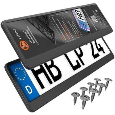 Abbildung von L &amp; P Car Design Kennzeichenhalter für Auto in schwarz Nummernschild Kennzeichenhalterung, (2 Stück)
