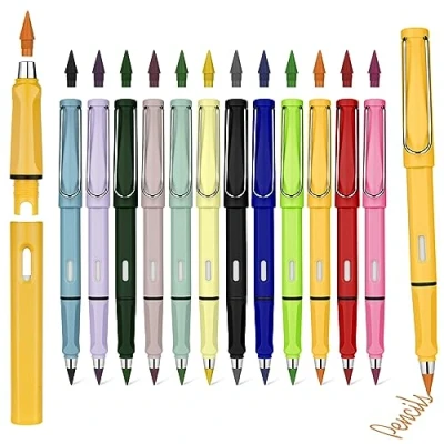 Abbildung von Ainiv 12 PCS Tintenloser Bleistift, Farbe Infinity Pencil, Wiederverwendbarer Everlasting Pencil mit Austauschbarem Ewiger Bleistift Wechselkopf, Zeichnen, Studenten Home Office School Supplies