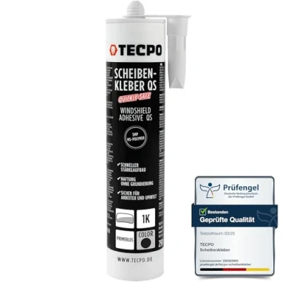Abbildung von TECPO Scheibenkleber Quickly Safe, 290ml MS Polymer primerlos mit Kleb und Dichtstoff Technologie Scheibenklebstoff Elastisch witterungsbeständiger Klebstoff zum Verkleben Abdichten