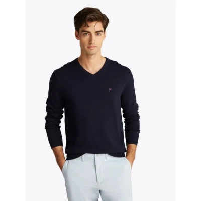 Abbildung von Tommy Hilfiger Essential V NECK Strickpullover, Herren, Größe: 3XL, Desert sky
