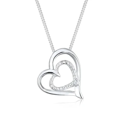 Abbildung von DIAMORE Halskette Damen Herz Liebesbeweis mit Diamant (0.02 ct.) in 925 Sterling Silber