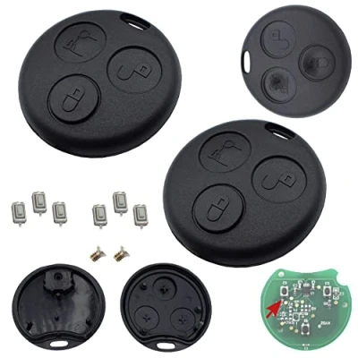 Abbildung von Smart 2X Schlüsselgehäuse Funk Fernbedienung Gehäuse Ersatz für FORTWO MC01 450 + 6X Mikrotaster Autoschlüssel Taster NEU