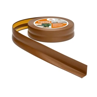 Abbildung von Quest Weichsockelleiste Selbstklebend, PVC Sockelleiste, Abschlussleiste 32 mm x 23 Flexible Knickleiste für Innenbereich, Wand, Boden Dicht, Dekorativ 15 Meter, Dunkelbraun