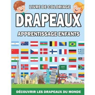 Abbildung von Livre de coloriage drapeaux apprentissage enfants découvrir les du monde: Plus 100 à observer le drapeau en couleur et colorier format 21,6 cm x 27,9
