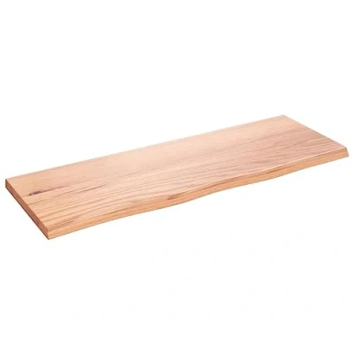 Abbildung von vidaXL Waschtischplatte, Multifunktional Arbeitsplatte mit Naturkante, Waschtischkonsole Tischplatte für Badezimmer, Holzplatte Platte, Hellbraun 80x30x2 cm Massivholz Behandelt