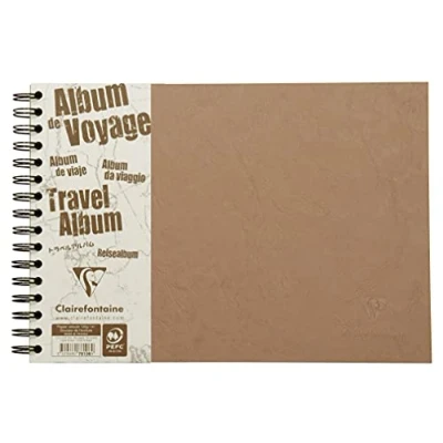 Abbildung von Clairefontaine 78106C Reisealbum AgeBag DIN A4, 21 x 29,7 cm querformat, liniert und blanko, 40 Blatt, Tabakbraun, 1 Stück