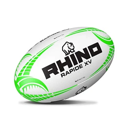 Abbildung von Rhino Rapide XV Rugbyball, Weiß/Grün, Größe 3