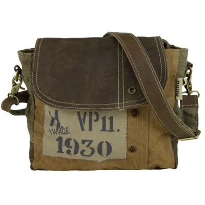 Abbildung von Sunsa Umhängetasche Canvas Vintage Tasche Messenger Tasche, Echt Leder abnehmbarer Schulterriemen